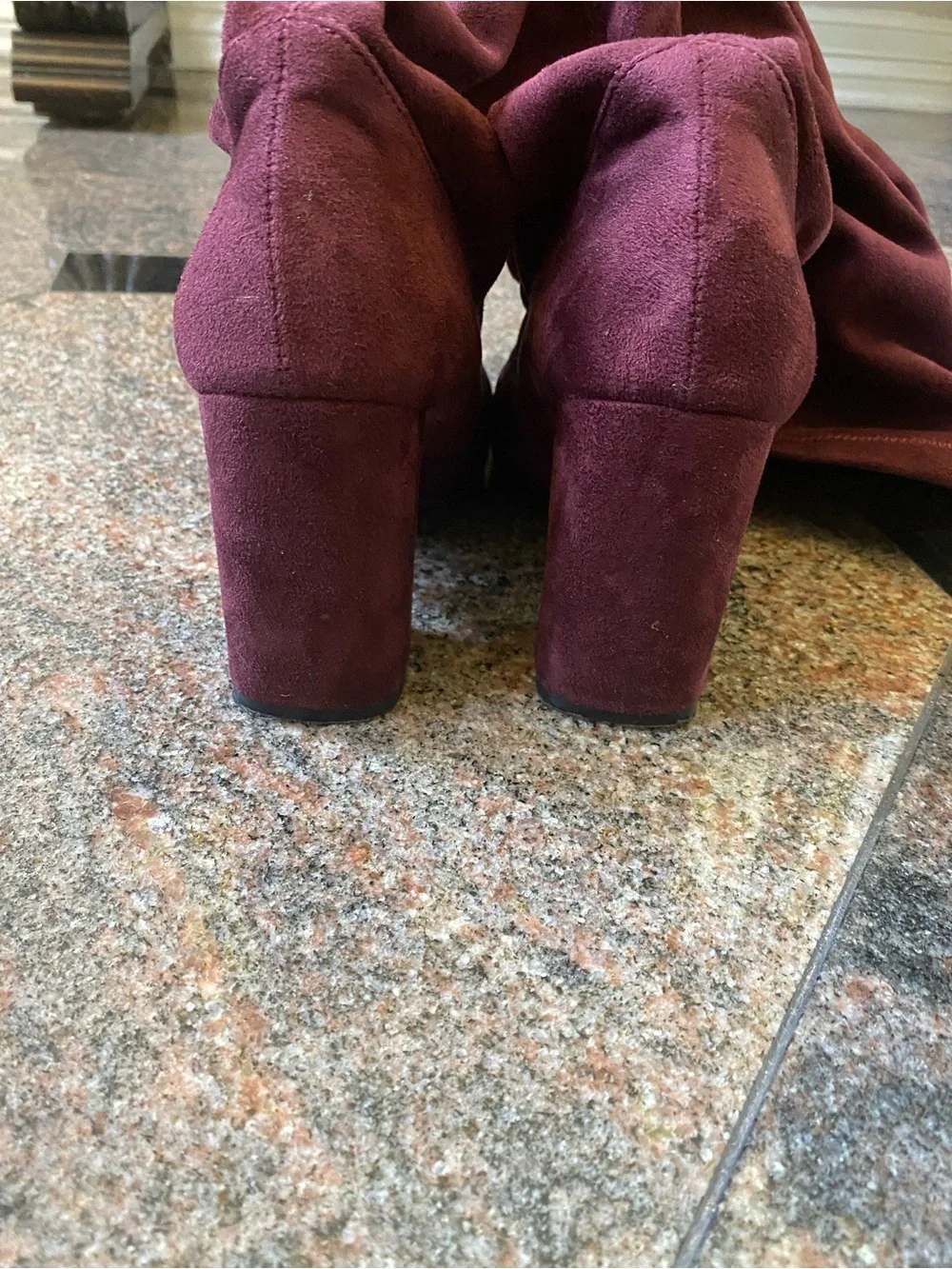 OROSCURO Women's Over-the-Knee Stretch Boots in Burgundy, Size 7